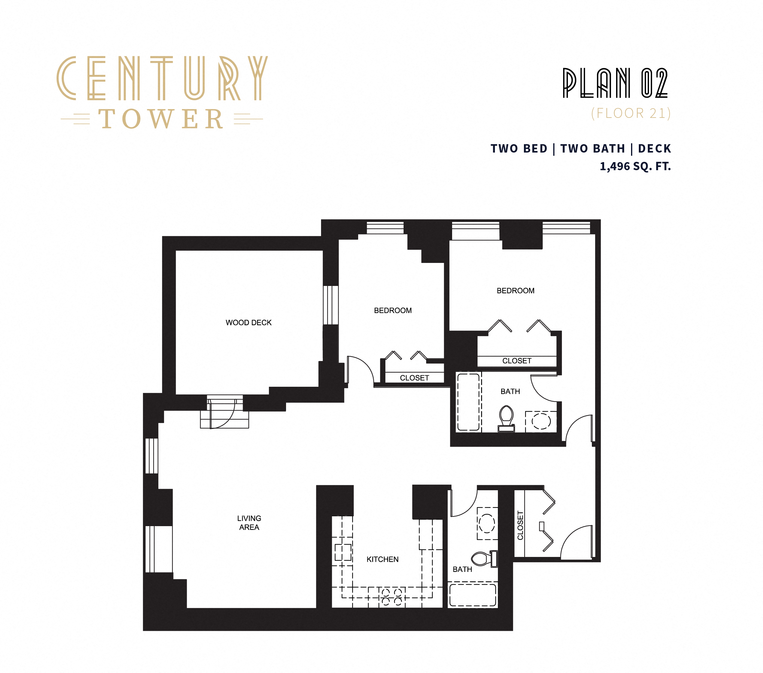Floor plan for 2 beds, 2 baths, 1496 sqft